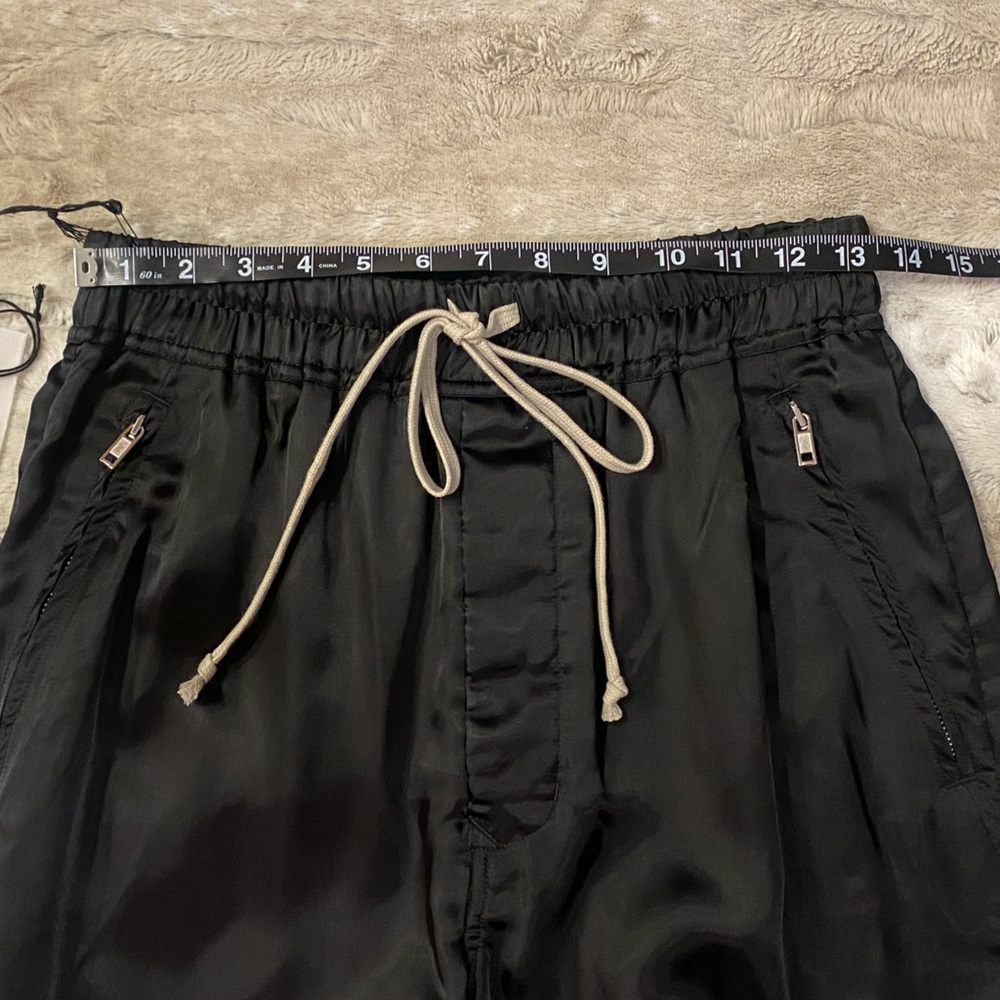 NWT💕Rick Owens Drawstring Cupro Crop Track Pants in Black Size 4 - Picture 13 of 16